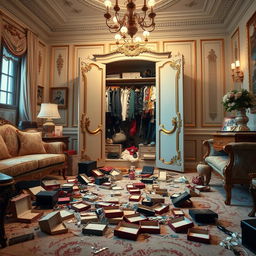 A luxurious room fully depicted after experiencing a robbery
