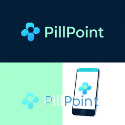 A modern and professional logo design for a medical and health service app named 'PillPoint'