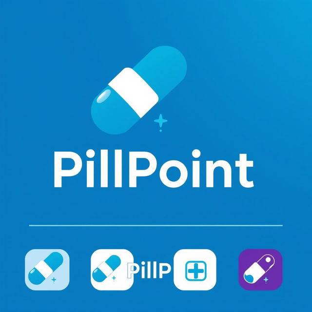 A modern and professional logo design for a medical and health service app named 'PillPoint'