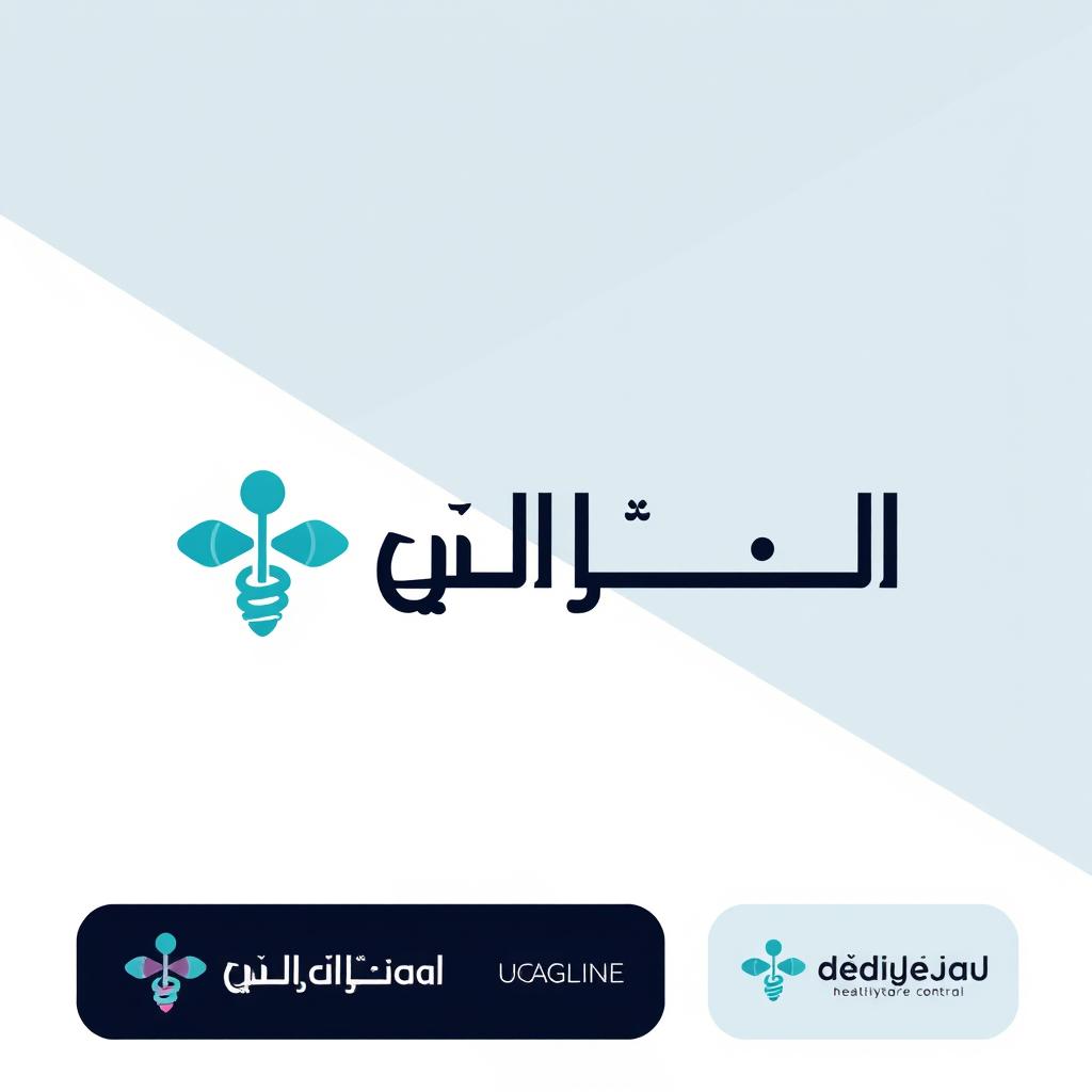 A modern and sleek logo design featuring the word "طب" (meaning 'medicine' in Persian) prominently