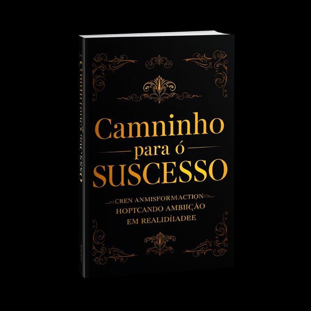 A book cover design for 'Caminho para o Sucesso: Transformando Ambição em Realidade', featuring a luxurious and elegant aesthetic