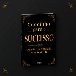 A book cover design for 'Caminho para o Sucesso: Transformando Ambição em Realidade', featuring a luxurious and elegant aesthetic