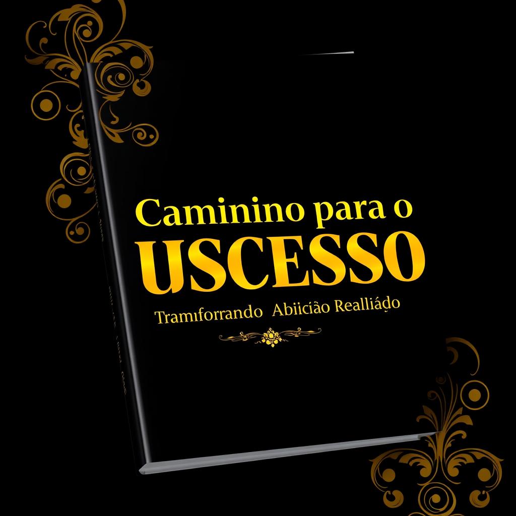 A book cover design for 'Caminho para o Sucesso: Transformando Ambição em Realidade', featuring a luxurious and elegant aesthetic