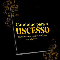 A book cover design for 'Caminho para o Sucesso: Transformando Ambição em Realidade', featuring a luxurious and elegant aesthetic