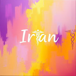 A beautiful art piece titled 'Iran' prominently displayed in the center, symbolizing the medical field