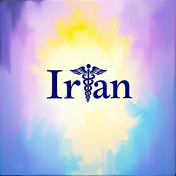 A beautiful art piece titled 'Iran' prominently displayed in the center, symbolizing the medical field