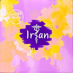 A beautiful art piece titled 'Iran' prominently displayed in the center, symbolizing the medical field
