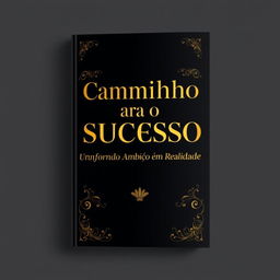 A book cover design for 'Caminho para o Sucesso: Transformando Ambição em Realidade', featuring a luxurious and elegant aesthetic