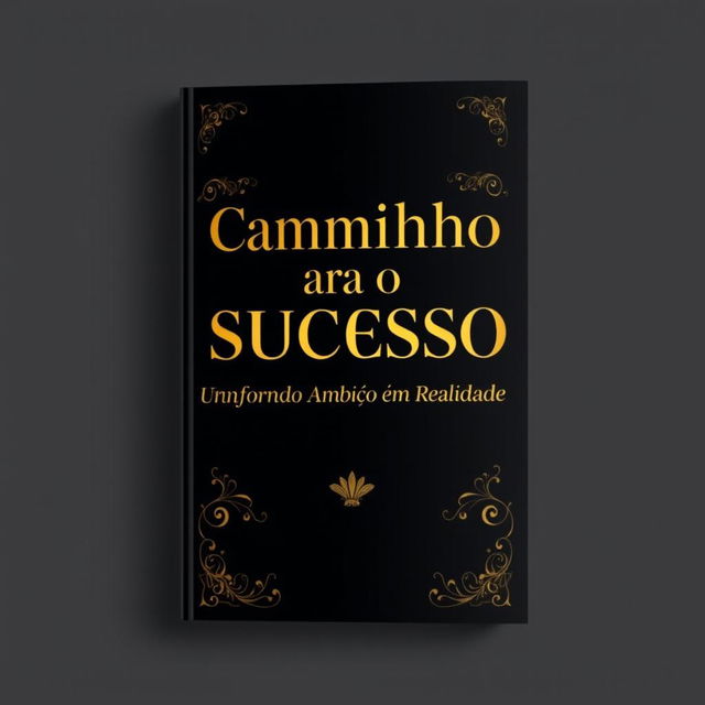 A book cover design for 'Caminho para o Sucesso: Transformando Ambição em Realidade', featuring a luxurious and elegant aesthetic