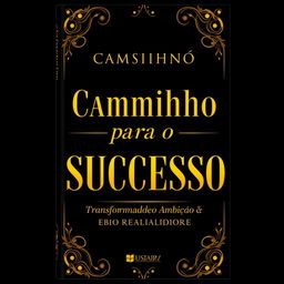 A book cover design for 'Caminho para o Sucesso: Transformando Ambição em Realidade', featuring a luxurious and elegant aesthetic