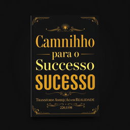 A book cover design for 'Caminho para o Sucesso: Transformando Ambição em Realidade', featuring a luxurious and elegant aesthetic