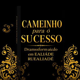 A book cover design for 'Caminho para o Sucesso: Transformando Ambição em Realidade', featuring a luxurious and elegant aesthetic