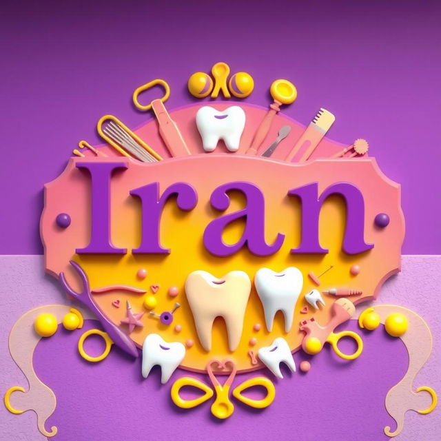 A vibrant and artistic depiction of a sign or plaque with the name 'Iran' prominently featured