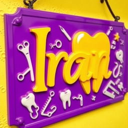 A vibrant and artistic depiction of a sign or plaque with the name 'Iran' prominently featured