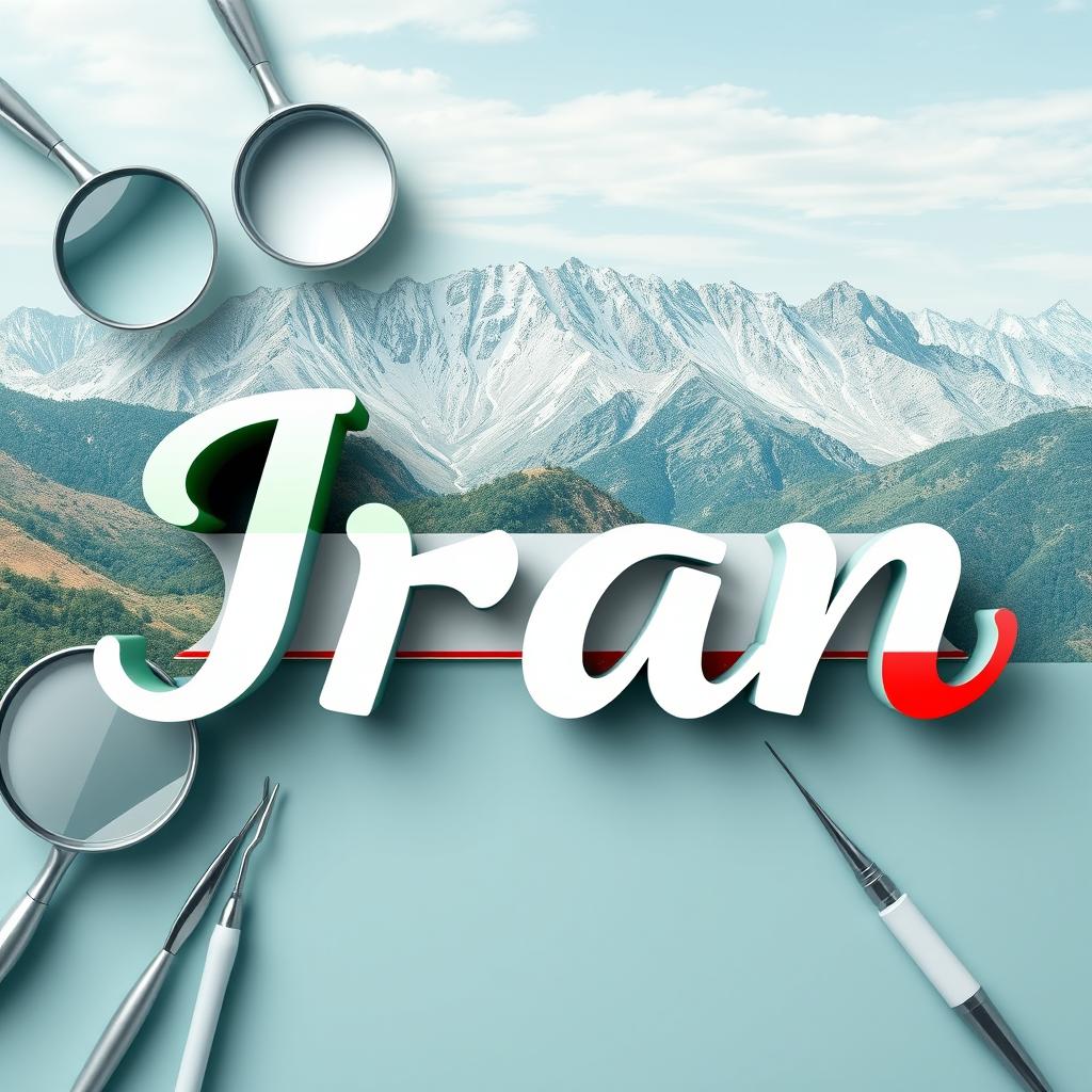 An artistic representation of the word 'Iran' creatively integrated into a dental theme