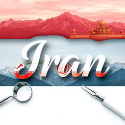 An artistic representation of the word 'Iran' creatively integrated into a dental theme