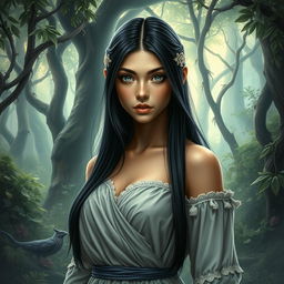 A fantasy book cover featuring a stunning 17-year-old girl, the daughter of Athena