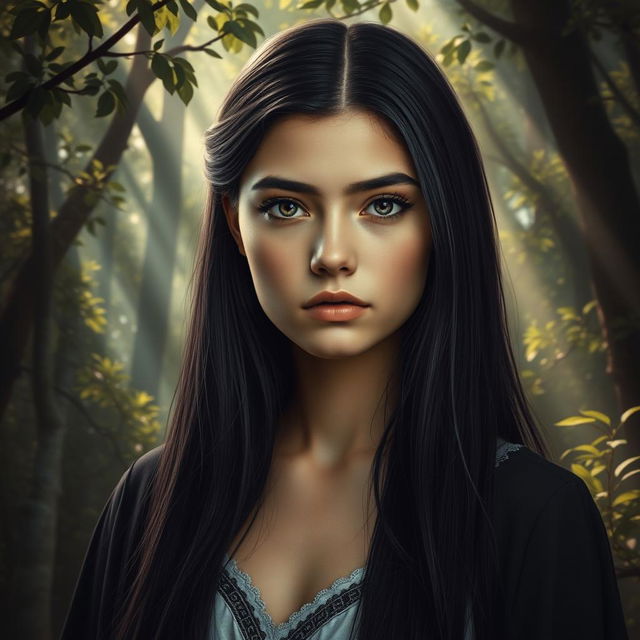A fantasy book cover featuring a 17-year-old girl who is the daughter of Athena