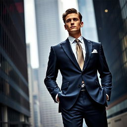 A sharply tailored suit, showcasing a sophisticated design with a tailored fit