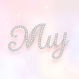 A sparkly, jeweled word 'My' designed in an elegant, cursive font, resembling a glamorous and romantic wedding invitation