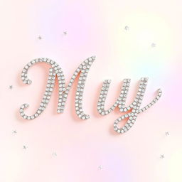 A sparkly, jeweled word 'My' designed in an elegant, cursive font, resembling a glamorous and romantic wedding invitation