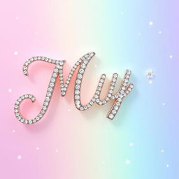 A sparkly, jeweled word 'My' designed in an elegant, cursive font, resembling a glamorous and romantic wedding invitation