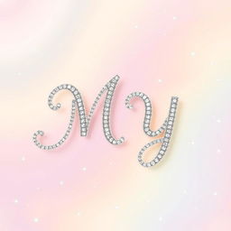 A sparkly, jeweled, silver word 'MY' in an elegant cursive font, styled like a glamorous, romantic wedding invitation