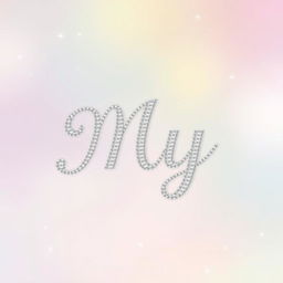 A sparkly, jeweled, silver word 'MY' in an elegant cursive font, styled like a glamorous, romantic wedding invitation