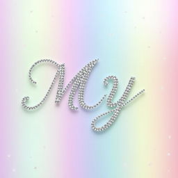 A sparkly, jeweled, silver word 'MY' in an elegant cursive font, styled like a glamorous, romantic wedding invitation