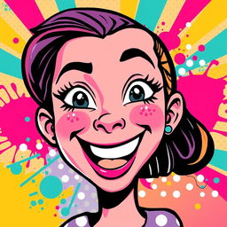 A vibrant and funky pop art style image, featuring bold colors and graphic patterns