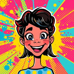 A vibrant and funky pop art style image, featuring bold colors and graphic patterns
