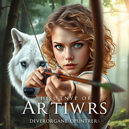 An enchanting book cover for a fantasy novel inspired by Greek mythology, featuring a 16-year-old girl as the daughter of Artemis