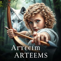 An enchanting book cover for a fantasy novel inspired by Greek mythology, featuring a 16-year-old girl as the daughter of Artemis