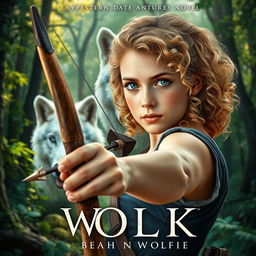 A captivating book cover for a fantasy novel grounded in Greek mythology, featuring an 18-year-old girl with striking green eyes and curly blonde hair, embodying an adventurous spirit