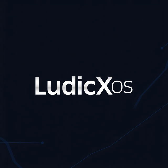 A modern and sleek logo design for 'LudicX OS', featuring a bold, stylized letter 'L' integrated with a digital theme to reflect innovation and technology