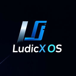 A modern and sleek logo design for 'LudicX OS', featuring a bold, stylized letter 'L' integrated with a digital theme to reflect innovation and technology