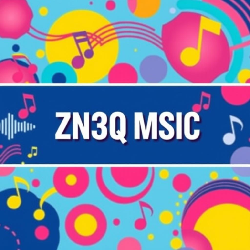 A vibrant and engaging YouTube cover image designed for a music-themed channel featuring the text 'ZN3Q MSIC'