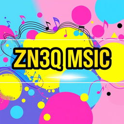 A vibrant and engaging YouTube cover image designed for a music-themed channel featuring the text 'ZN3Q MSIC'