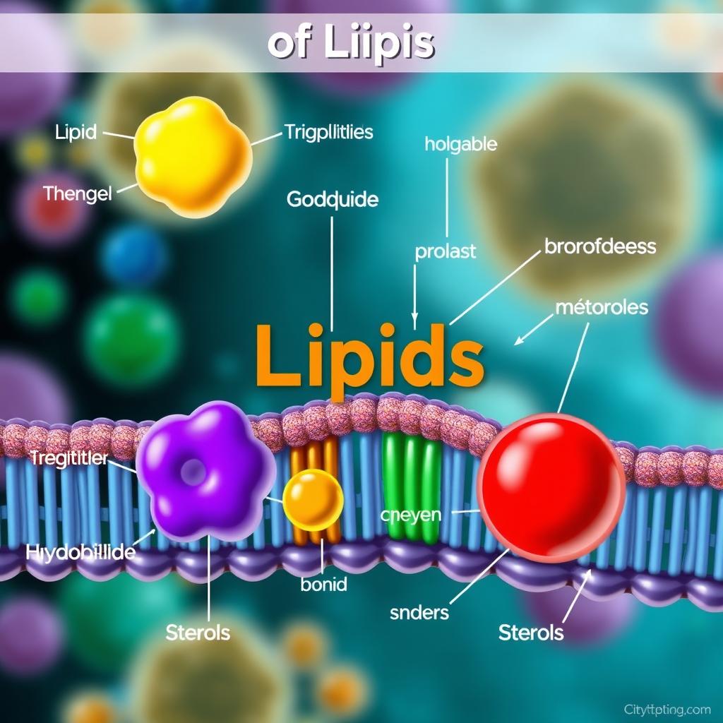 A detailed scientific illustration of lipids, showcasing their structure and function