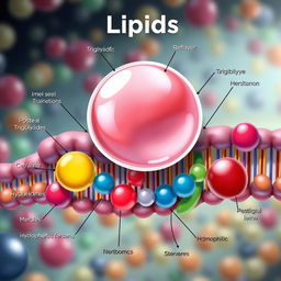 A detailed scientific illustration of lipids, showcasing their structure and function