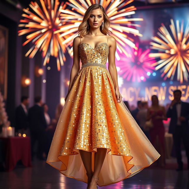 A stunning New Year dress, designed for a glamorous celebration