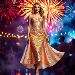 A stunning New Year dress, designed for a glamorous celebration