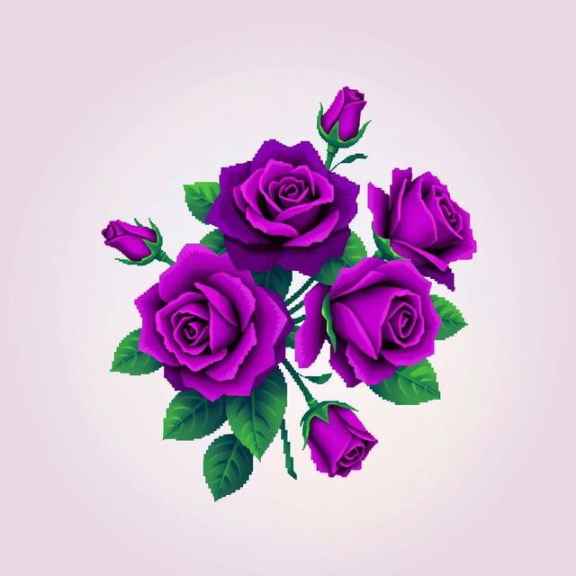 A beautifully designed profile picture featuring pixel art of vibrant purple roses arranged artistically