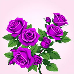 A beautifully designed profile picture featuring pixel art of vibrant purple roses arranged artistically