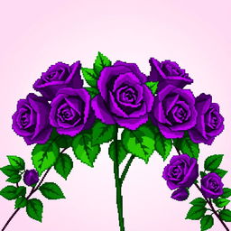 A beautifully designed profile picture featuring pixel art of vibrant purple roses arranged artistically