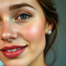A close-up portrait of a person with beautiful, naturally enhanced facial features