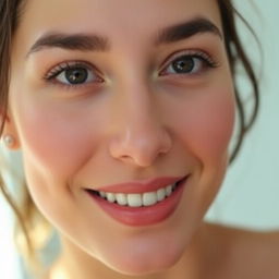 A close-up portrait of a person with beautiful, naturally enhanced facial features