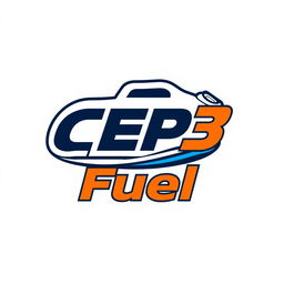 A visually striking logo for a fuel company featuring the text 'CEP3 Fuel' integrated with an illustration of a fuel tank
