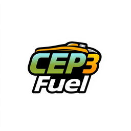 A visually striking logo for a fuel company featuring the text 'CEP3 Fuel' integrated with an illustration of a fuel tank