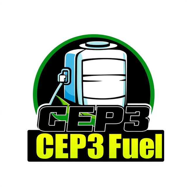 A bold and eye-catching logo featuring the text 'CEP3 Fuel' prominently displayed alongside an illustration of a fuel tank